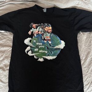 Russ It Was You All Along Tour Tee Black Graphic T-Shirt with Earth Design